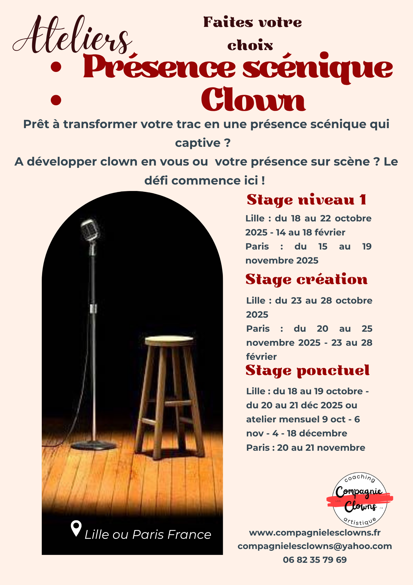 🎪 STAGE CLOWN ET PRESENCE SCENIQUE - PARIS - NOVEMBRE