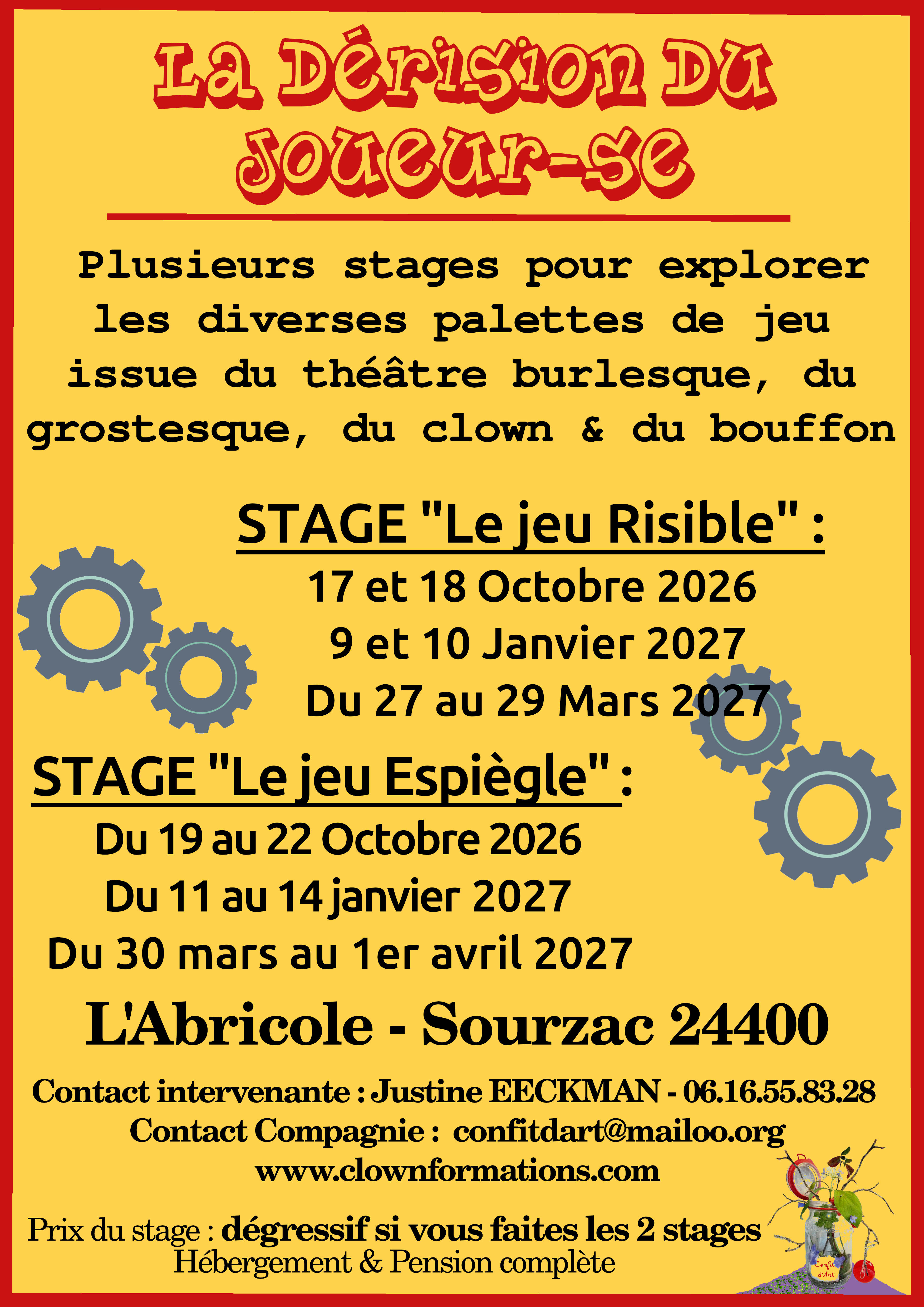 Stage de clown-bouffon- théâtre burlesque: le jeu risible 